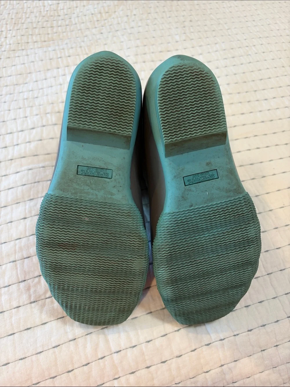 Sperry Gray and Teal Duck Boots